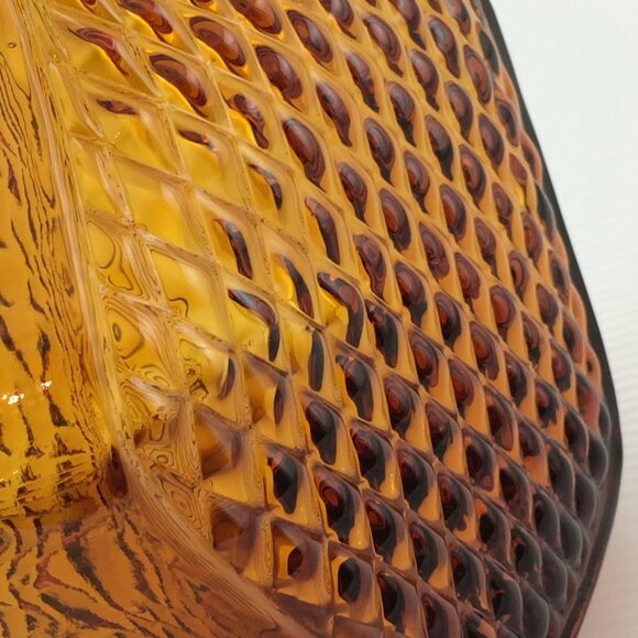 Vtg Empoli Amber Italian Art Glass Bottle Decanter Missing Stopper Diamond Point - Picture 10 of 10